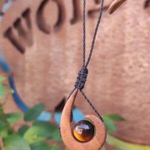 collier spiral noyer oeil de tigre